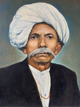 Load image into Gallery viewer, Indian man in white turban vintage portrait painting