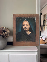 Load image into Gallery viewer, Indian lady in black sari vintage portrait painting