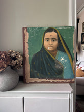 Load image into Gallery viewer, Indian lady in blue sari &amp; bindi portrait painting