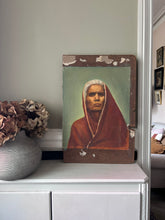 Load image into Gallery viewer, Indian lady in red sari vintage portrait painting