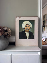 Load image into Gallery viewer, Indian man in white turban vintage portrait painting