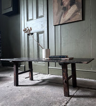 Load image into Gallery viewer, Japanese antique dark wooden low wabi sabi primitive rustic table