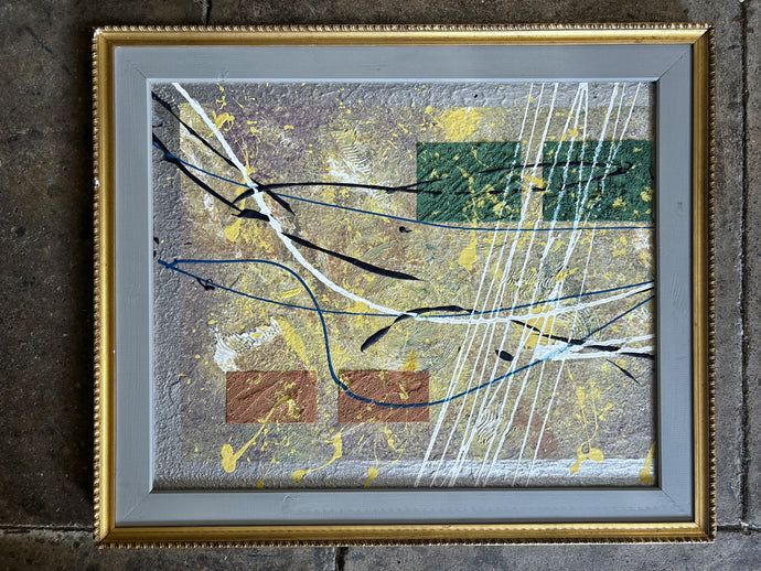 Abstract expressionist mid century oil painting on canvas