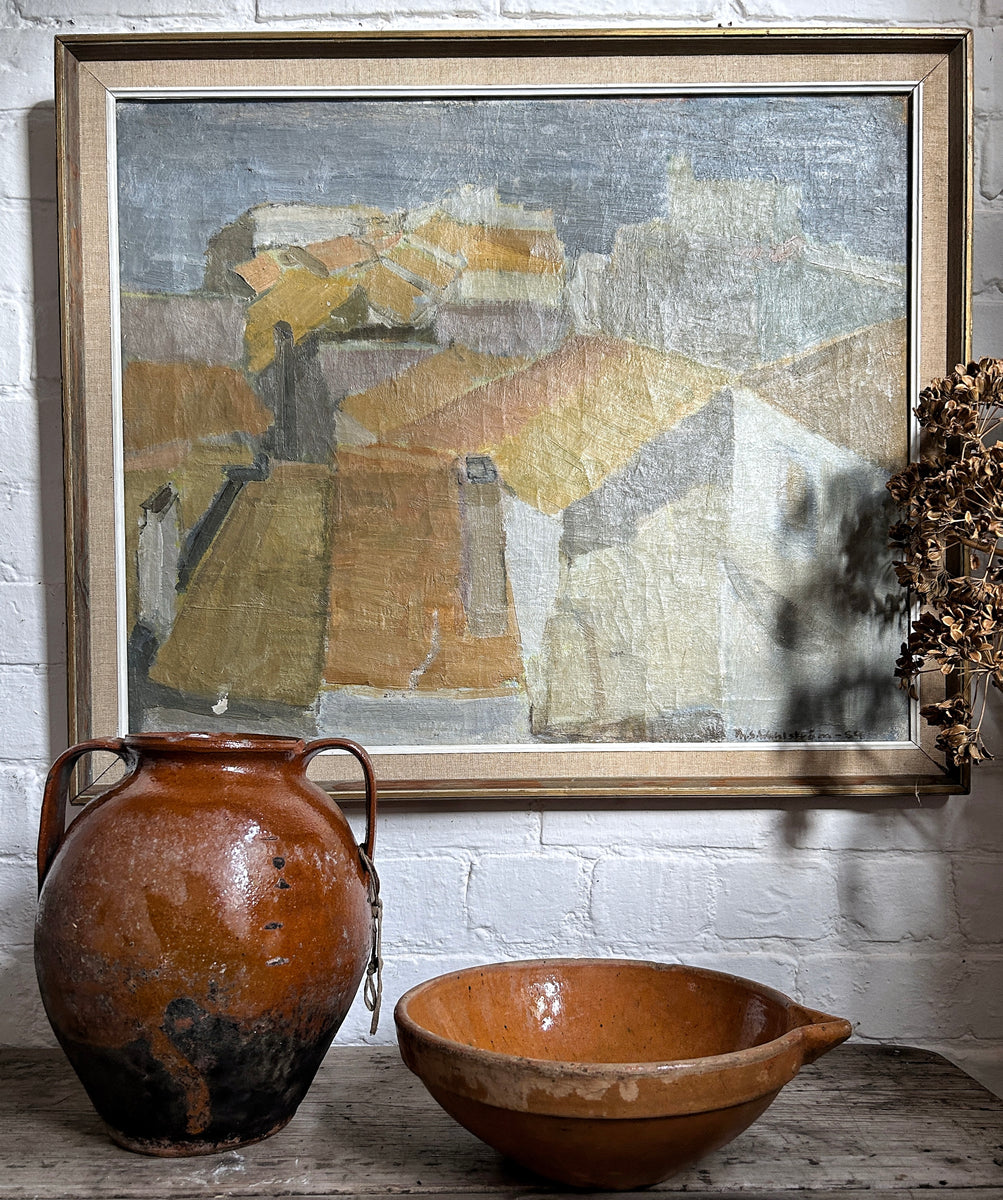 Cubism Rooftops Large Swedish Cubist landscape oil painting on canvas Cadaques rooftop ...