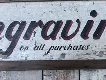 Load image into Gallery viewer, Large Antique Wooden advertising sign engraving service London