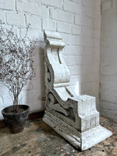 Load image into Gallery viewer, Large Victorian antique wooden chippy white painted decorative carved corbels wall brackets