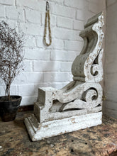 Load image into Gallery viewer, Large Victorian antique wooden chippy white painted decorative carved corbels wall brackets