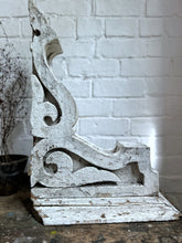 Load image into Gallery viewer, Large Victorian antique wooden chippy white painted decorative carved corbels wall brackets