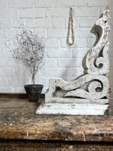 Load image into Gallery viewer, Large Victorian antique wooden chippy white painted decorative carved corbels wall brackets