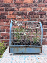 Load image into Gallery viewer, Large Vintage blue French wire bird cage plant container garden ornament