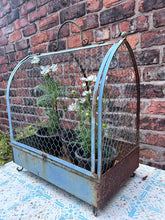 Load image into Gallery viewer, Large Vintage blue French wire bird cage plant container garden ornament