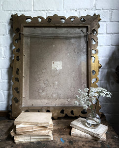 Large antique baroque style decorative gilded frame with vintage print