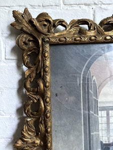 Large antique baroque style decorative gilded frame with vintage print