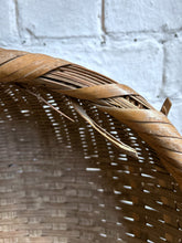 Load image into Gallery viewer, Large wide vintage wicker woven reed Japanese basket