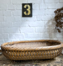 Load image into Gallery viewer, Large wide vintage wicker woven reed Japanese basket