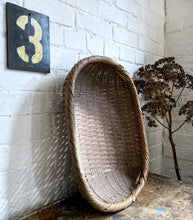 Load image into Gallery viewer, Large wide vintage wicker woven reed Japanese basket