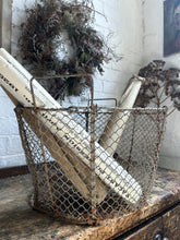 Load image into Gallery viewer, Large vintage wire storage basket with handles