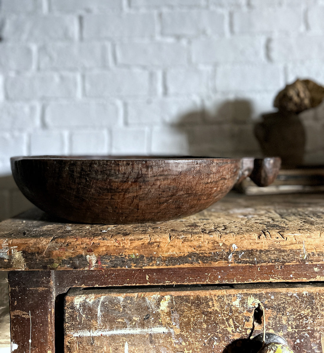 Large antique hardwood Indian dough bowl – The Old Potato Store