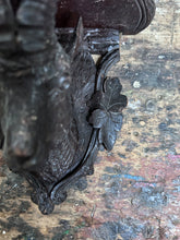 Load image into Gallery viewer, Late 19th Century antique Black Forest hand carved hard wood goat Ibex head shelf