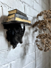 Load image into Gallery viewer, Late 19th Century antique Black Forest hand carved hard wood goat Ibex head shelf