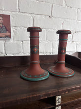 Load image into Gallery viewer, Pair of Late 19th Century antique terracotta Christoper Dresser Watcombe Torquay candlesticks