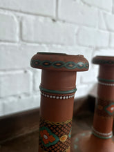 Load image into Gallery viewer, Pair of Late 19th Century antique terracotta Christoper Dresser Watcombe Torquay candlesticks