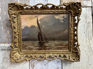 Vintage Michael Crawley Royal Crown Derby artist seascape oil painting framed