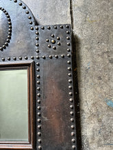 Load image into Gallery viewer, Mid 19th Century Antique French leather and metal studded framed mirror