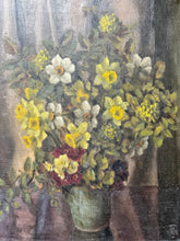 Load image into Gallery viewer, Mid 20th Century Vintage 1950&#39;s Bloomsbury style still life floral  oil painting on canvas