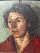 Load image into Gallery viewer, Mid 20th Century Modernist Vintage oil painting portrait on board.