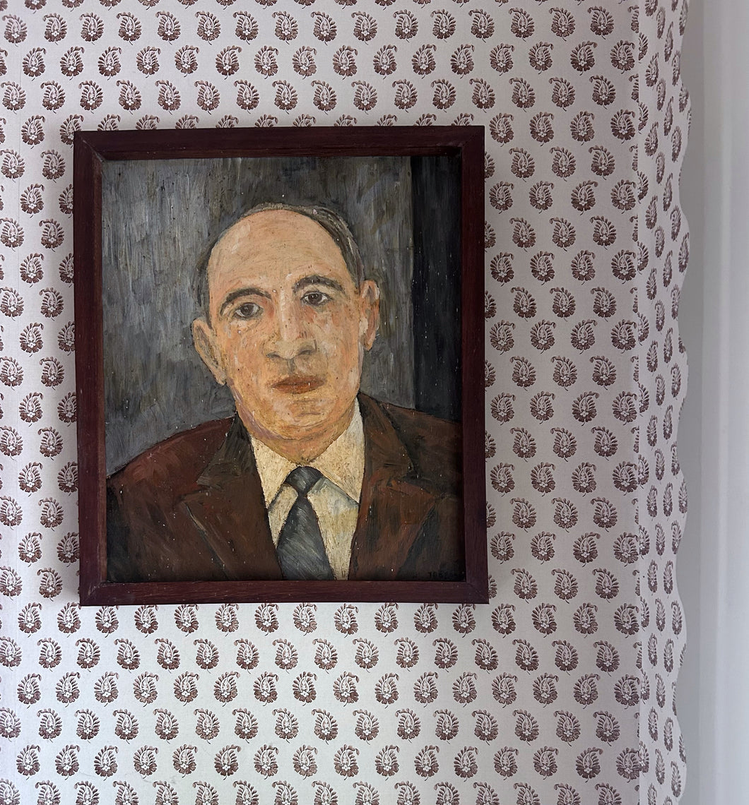 Mid 20th Century oil on board male portrait painting dated 1968