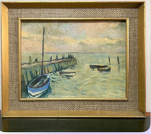 Load image into Gallery viewer, Mid 20th Century seascape coastal oil painting on canvas