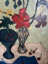 Load image into Gallery viewer, Large Swedish Mid 20th Century, abstract, expressionist, vintage oil painting still life floral