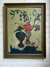 Load image into Gallery viewer, Large Swedish Mid 20th Century, abstract, expressionist, vintage oil painting still life floral