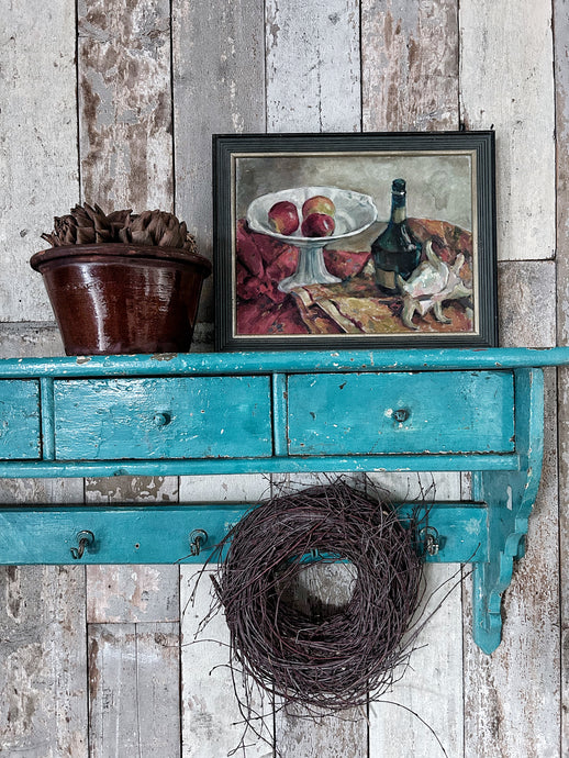 Mid 20th century Vintage still life oil painting on canvas