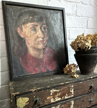 Load image into Gallery viewer, Mid Century oil painting portrait on board woman girl dated 1949 Slade School style