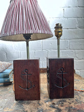 Load image into Gallery viewer, Mid 20th Century Vintage hardwood carved nautical  Marine Spanish lamps pair