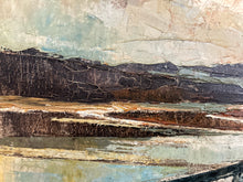 Load image into Gallery viewer, Mid 20th Century, modern British, abstract seascape moored boats oil painting on canvas