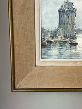 Load image into Gallery viewer, Mid 20th Century landscape harbour oil painting on canvas La Rochelle France