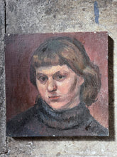 Load image into Gallery viewer, Mid 20th Century oil on canvas portrait female in brown
