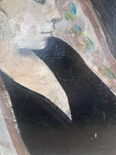 Load image into Gallery viewer, Mid 20th Century portrait oil painting on board of a female framed