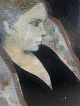 Load image into Gallery viewer, Mid 20th Century portrait oil painting on board of a female framed