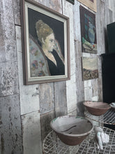 Load image into Gallery viewer, Mid 20th Century portrait oil painting on board of a female framed