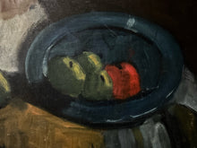 Load image into Gallery viewer, Mid 20th Century still life oil painting on board jug &amp; fruit composition