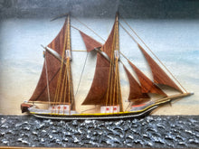 Load image into Gallery viewer, Mid 20th century 1944 Swedish Maritime diorama box framed folk art ship