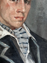 Load image into Gallery viewer, Mid Century signed &amp; dated portrait painting oil on canvas boy male study
