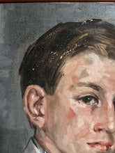 Load image into Gallery viewer, Mid Century signed &amp; dated portrait painting oil on canvas boy male study