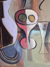 Load image into Gallery viewer, Mid century Cubist still life oil painting on board