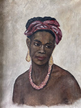 Load image into Gallery viewer, Mid century Vintage Danish Portrait oil painting on Canvas dated 1953 female study