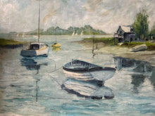 Load image into Gallery viewer, Mid century coastal painting oil on board signed